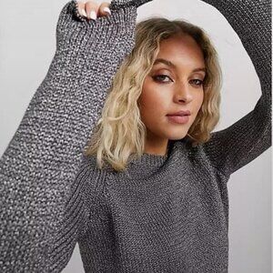 Revolve All Saints Zelda Graphite Metallic Crew Neck Jumper Size Medium